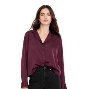 Old Navy Satin Cropped Button-Down Shirt Size XXL